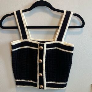 Cider Black and White Knit Crop Top